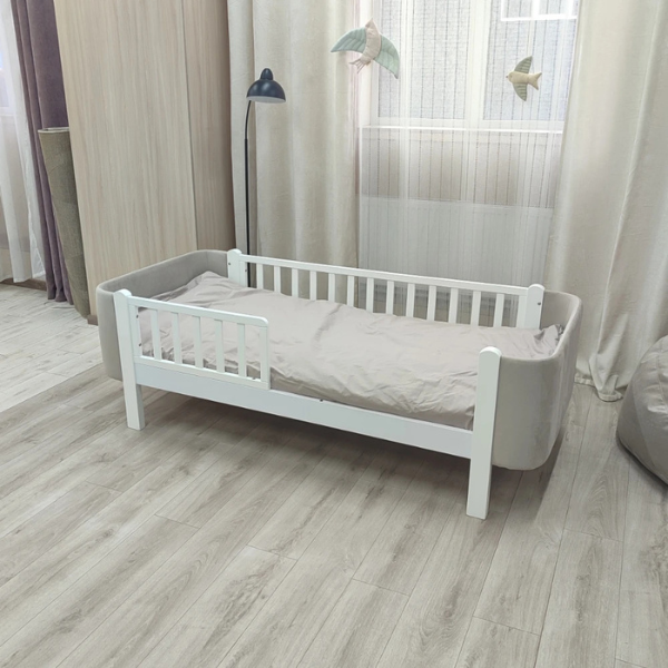 Jednolůžková postel Zukko Soft Gekko 190x80. Šedá / Bílá
